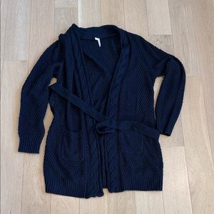 Michael Kors Navy Textured Cardigan Sweater